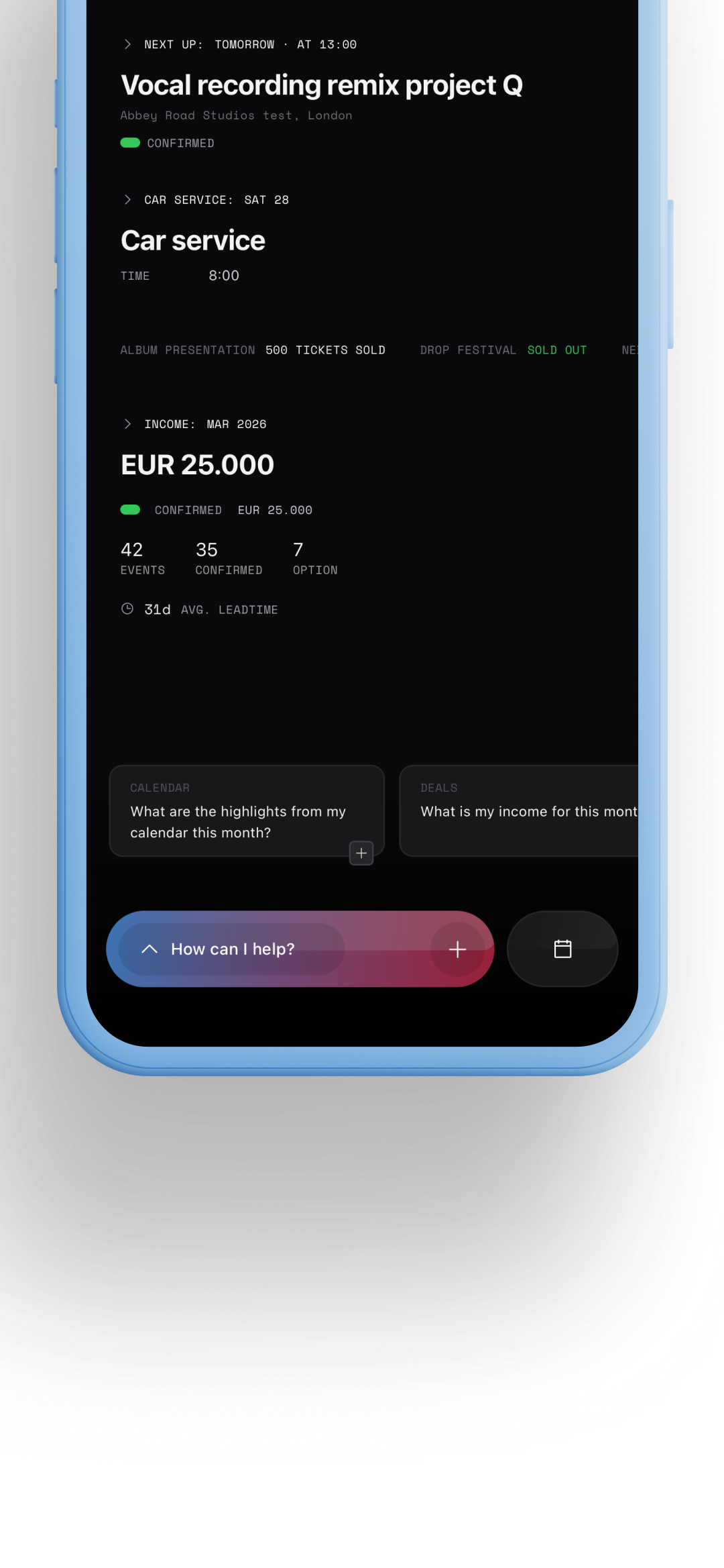 ABOSS Mobile dashboard